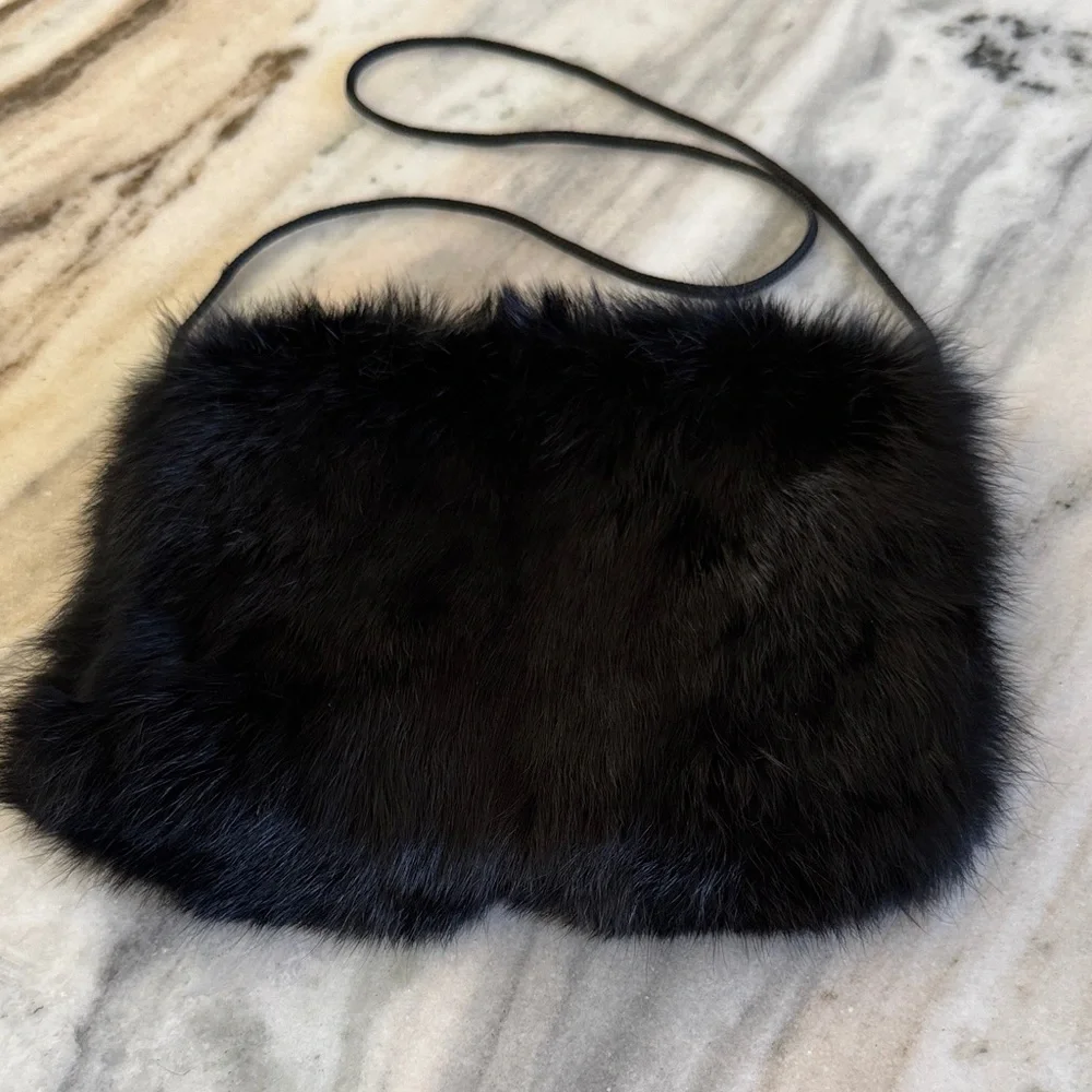 KC Collections Elegant Black Faux Fur hand warmer - girls - one size